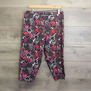 Heart Patterned Capri Pants Stretch Waist Women's Plus Size 18-20